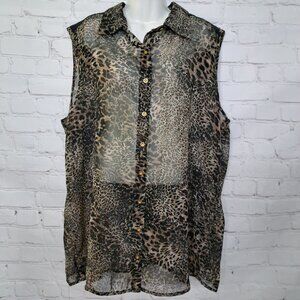 Mileage Animal Print Semisheer Sleeveless Top Size 2X